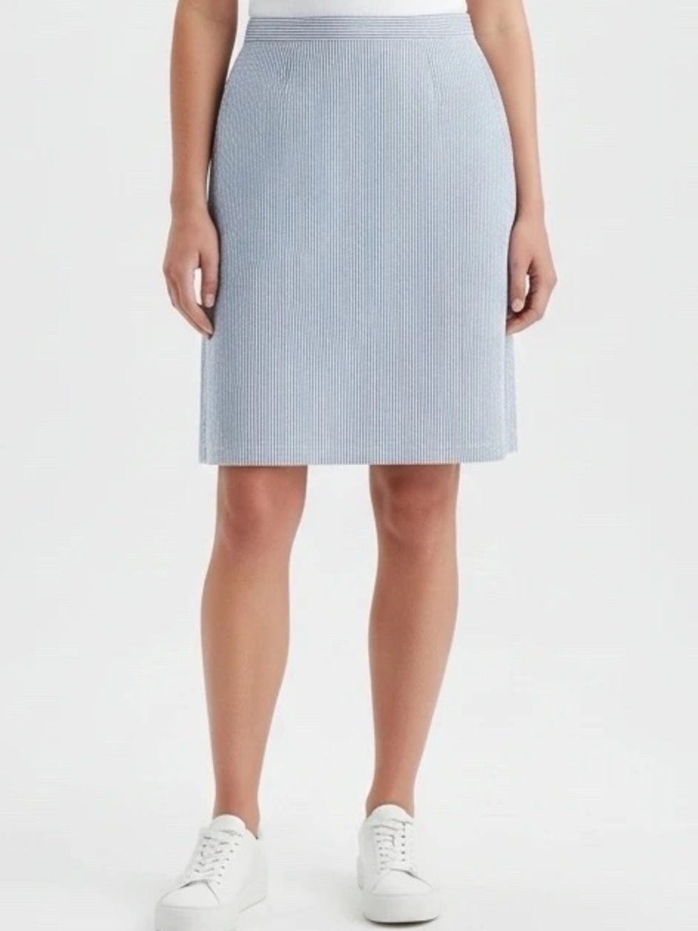 J.Crew Blue & White Striped Seersucker Pencil Skirt
